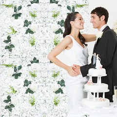 6 PCS Artificial Flower Wall Panel White Hydrangea Rose Wedding Backdrop Decor
