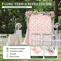 12Pcs Artificial Silk Fabric Flower Wall Panel Banquet Wedding Party Decor