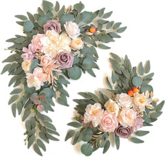Faux Arch Flower Swag Set of 2 for Wedding Welcome Signs Floral Swag Wedding Rec