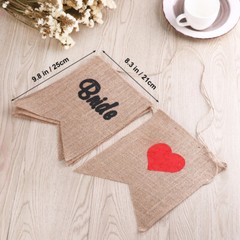 5PCS Here Comes The Bride Burlap Banner Wedding Party Decoration Bunting