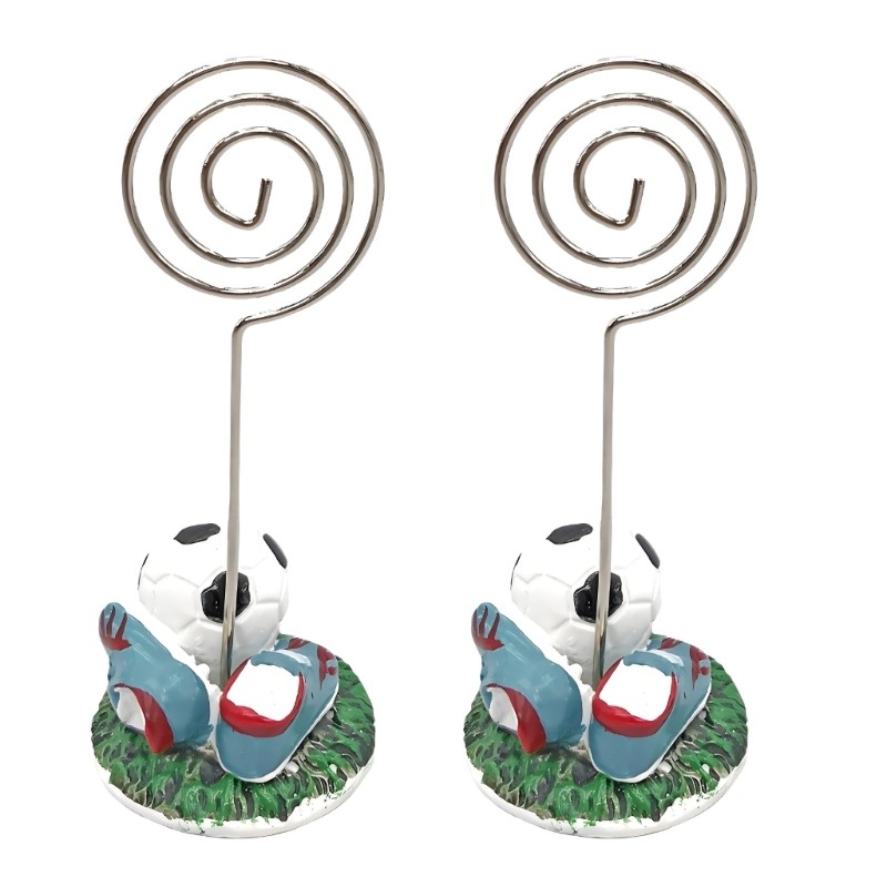 2Pcs Football Shape Place Card Holder With Resin Base Decorative Note Holder