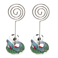 2Pcs Football Shape Place Card Holder With Resin Base Decorative Note Holder