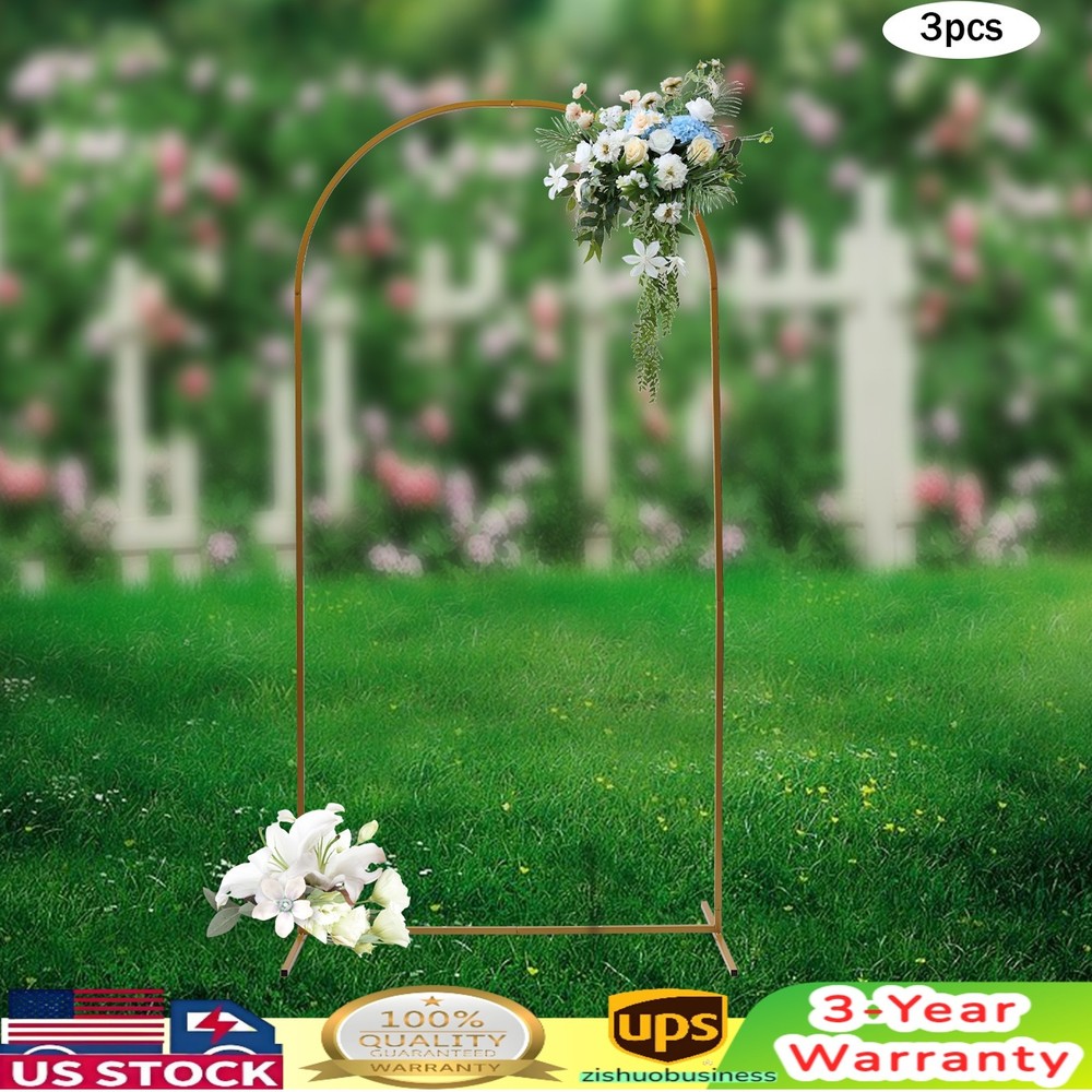 3 Pcs Arch Backdrop Stand Wedding Gold Backdrop Stand For Ceremony Metal Decor