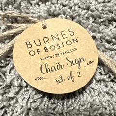 Burnes of Boston Wedding Chair Sign Set Brown White Wood Hanging Mr & Mrs 2pcs