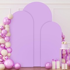 FUHSY Spandex Fitted Wedding Arch Cover Set of 3 Lavender Backdrop Arch Cover…