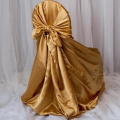 6 Gold SATIN UNIVERSAL CHAIR COVER for Wedding Banquet Reception Decorations