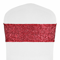 10/25/50/100Pcs Spandex Stretch Sequin Chair Sashes Bow Band Wedding Party Decor