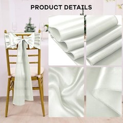 60 PCS 7×108 Inch Satin Chair Sashes Bows Universal Chair Cover 60 Pcs Silver