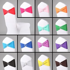 Spandex Stretch Wedding Party Chair Cover Band Sashes With Buckle Bow Slider