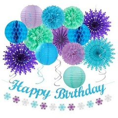 Winter-Wonderland Christmas-Snowflake Frozen Birthday Party Blue Purple Teal