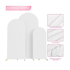 Wokceer Set of 3 Wedding Arch Cover Spandex Fitted Wedding Arch Stand Covers …