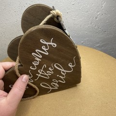 Used Rustic Farm Style “Here Comes The Bride” Flower Girl Bucket For Wedding