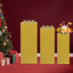 3x Metal Display Pedestal Stand Gold Display Pillars for Birthday Party Wedding