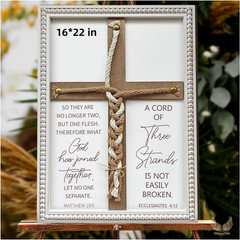 A Cord of Three Strands Wedding Ceremony Sign 16×22 in – Unity Rope Cross Braid