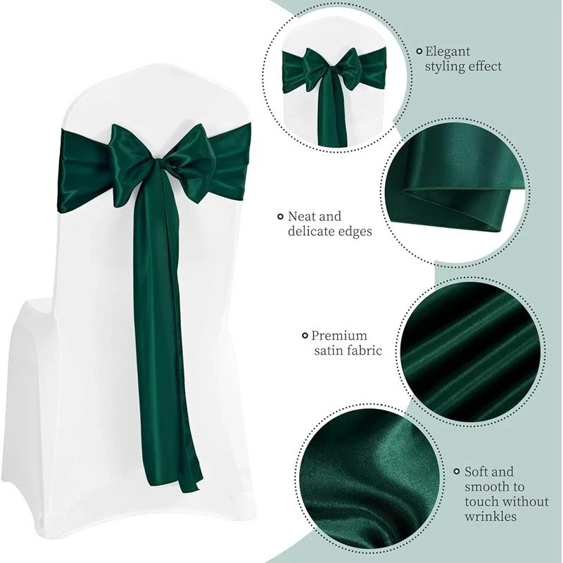 Chair Sash 30 FOREST GREEN Washable Wedding Party Banquet Decor (NEW)