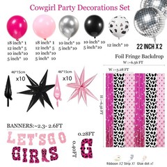 Cowgirl Hot Pink party decoration with Silver Disco Star Foil balloons lets g…