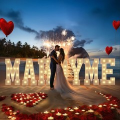 4FT MARRY ME Light Up Marquee Letters Proposal Wedding Sign Set