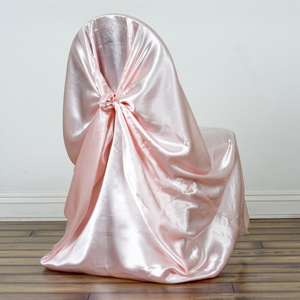 6 Blush SATIN UNIVERSAL CHAIR COVER for Wedding Banquet Reception Decorations