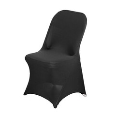 6 Black FOLDING Stretch SPANDEX CHAIR COVERS Event Banquet Reception Decorations