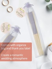 60 Set Wedding Hand Fans with Thank You Tags & Organza Bags, White Paper Fans…