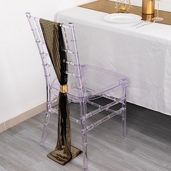 5 BLACK GOLD Polyester CHAIR SASHES Mirror Foil Design Party Events Decorations