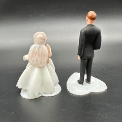 Vintage Wedding Decor 1970s Cake Topper Bride Groom Knife Server Paper Bells