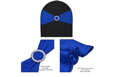25Pcs Chair Sashes Stretch Bows Chair Bands Xmas Wedding Banquet Decor-Blue