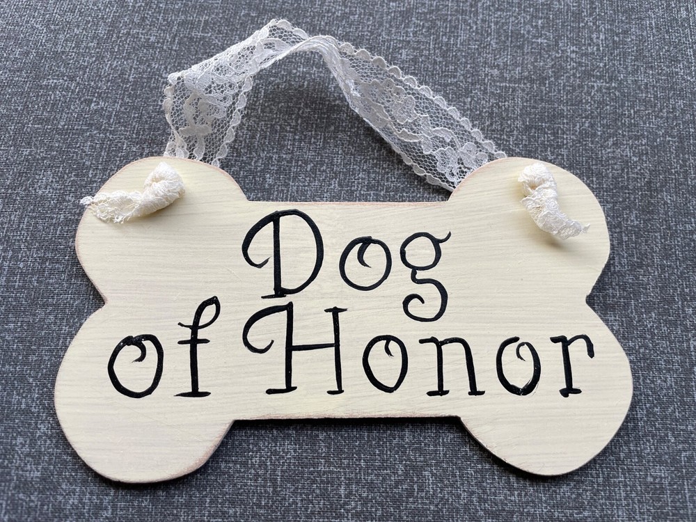 Wedding Doggie Sign Ivory “Dog of Honor” for Small/Medium Dog