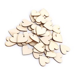 Heart Shape Wood Embellishment For Weddings Plaques Ornament(30mm 50pcs)♡