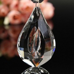 10Pcs Teardrop Crystal Glass Lamp Prisms Part Decoration Pendant +Octagon Beads