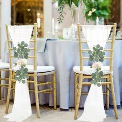 24 Set Wedding Aisle Chair Decorations for Wedding Ceremony Pew Decor Chiffon