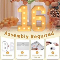 imprsv 3FT Marquee Light Up Numbers, Marquee Numbers 16th Birthday Decoration…