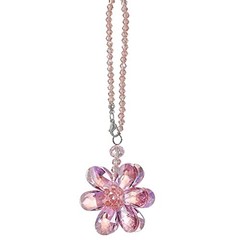 Pink Crystal Flower Car Charm Rear View Mirror Pendant Decor | Pink Flower