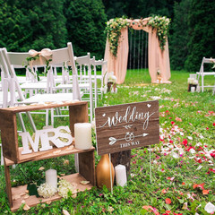 3Pcs Double Sided Wedding This Way Sign Corrugated Plastic Direction Arrow Marks