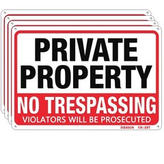4 Pack Private Property No Trespassing Sign Metal 10″x14″ Rust Free Aluminum,…
