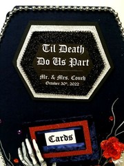 Halloween Wedding card box,coffin,orange,gothic,fabric,custom,personalized,navy