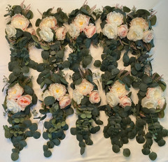 Eucalyptus, Rose & Carnation Swag Chair/Pew Wedding Decor- Set of 10
