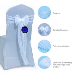 25 Organza Chair Sashes Bows Wedding Banquet Party Event Decoration – FREE Ship