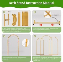 6 FT Metal Arch Backdrop Background Stand Frame for Wedding Birthday Party Gold
