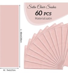 Showgeous 60 PCS Rose Gold Satin Chair Sashes Bows Decoration Chair Cover for…