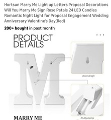 Hortsun LED Letters Sign Wedding Proposal Set Rose Petals Candles Red White