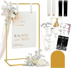 Wedding Sign Holder, Adjustable Welcome to Our Wedding Sign Stand W/Design Bundl