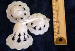 Lot of Vintage Wedding Decorations – White Lace Bows, Plastic Bells & Floral App