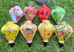 Flower Silk Lanterns 22cm: Vietnamese Lanterns Decor, Set of 8