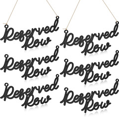 6 Pieces Wooden Reserved Row Signs for Wedding Chairs Wood Hanging Reserved Seat