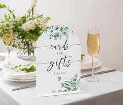 Greenery Cards and Gifts Sign, 8 x 11 Inch White Arch Acrylic Wedding Sign wi…