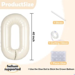 Cream White Number 10 Balloon for First Birthday Decorations,40 inch Huge Bei…