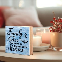 Family Is The Anchor That Holds Us Through Life’s Storms Wood Box Sign, Farmh…