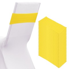 25 Pcs Spandex Chair Sashes Bows with Slider Buckle Lemon Yellow