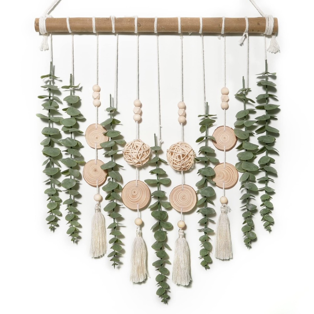 Boho Bathroom Decor Artificial Eucalyptus Hanging Wall Decor Fake G… Fast Ship